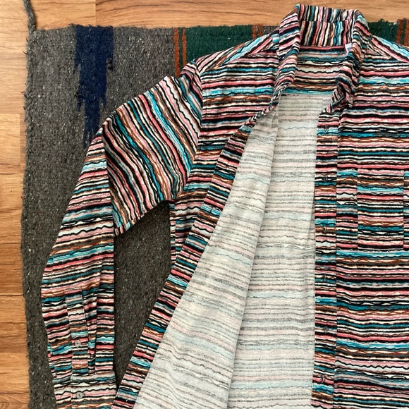 Multicolored Striped Flannel Button Up - Picture 4 of 5